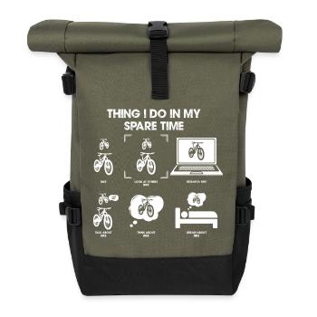 Penser à vélo pendant le temps libre - Sac à dos roll top - olive/noir - Devant