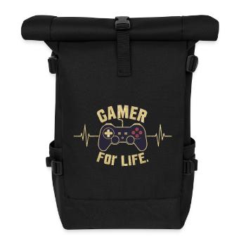 Gamer for life - Rolltop Rucksack - Schwarz - Vorne