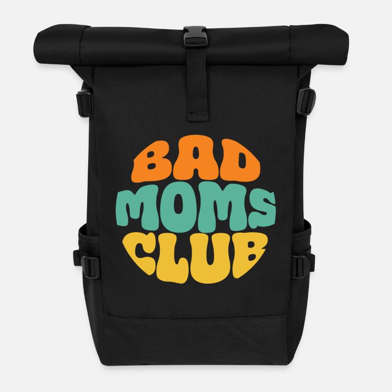 bad moms club retro logo kreis - Rolltop Rucksack - Schwarz