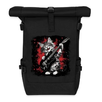 Cat plays guitar - Roll Top Backpack - black - Front