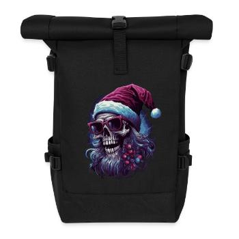 Skull with Santa hat - Roll Top Backpack - black - Front
