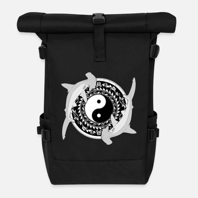 Yin Yang Hammerhaie - Rolltop Rucksack - Schwarz