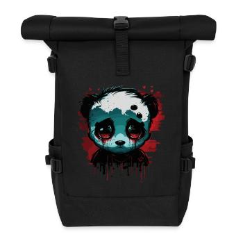 Trauriger niedlicher Panda - Rolltop Rucksack - Schwarz - Vorne
