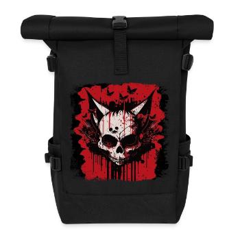 Crâne de chat zombie - Sac à dos roll top - noir - Devant