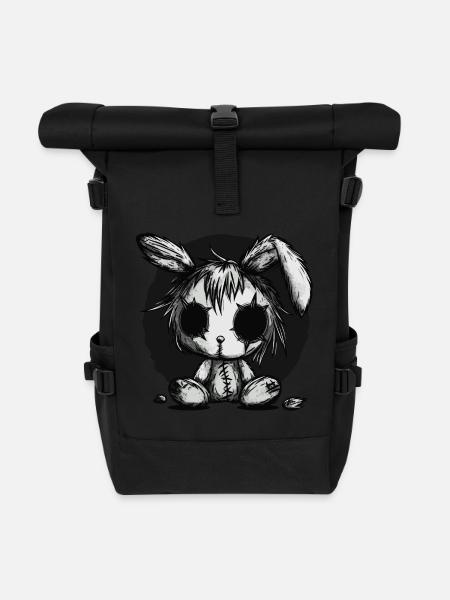 Mignon lapin effrayant - Sac à dos roll top - noir