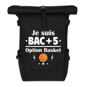 Bac+5 option basket, fête des pères,cadeau de noël - Sac à dos roll top - noir - Devant
