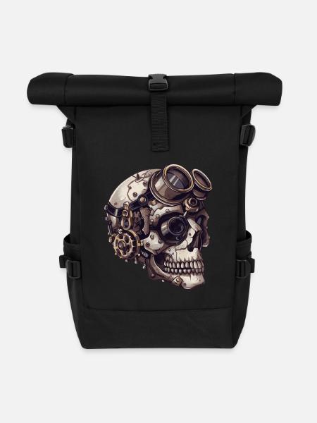 Dieselpunk Zombie Totenkopf - Rolltop Rucksack - Schwarz