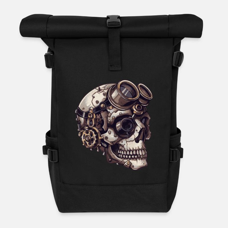 Dieselpunk Zombie Totenkopf - Rolltop Rucksack - Schwarz