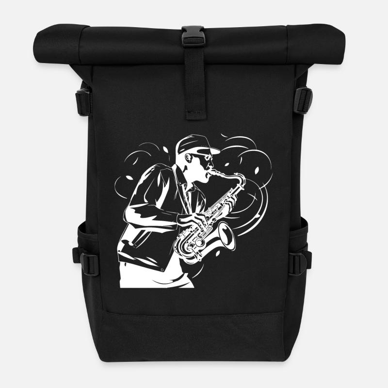 Saxophonist Skizze - Rolltop Rucksack - Schwarz