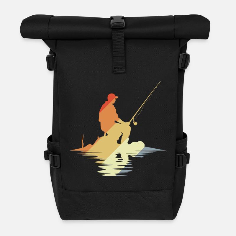 Angler Vintage Look - Rolltop Rucksack - Schwarz