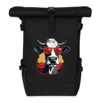 Eine Kuh mit Sonnenbrille in den Bergen - Rolltop Rucksack - Schwarz - Vorne