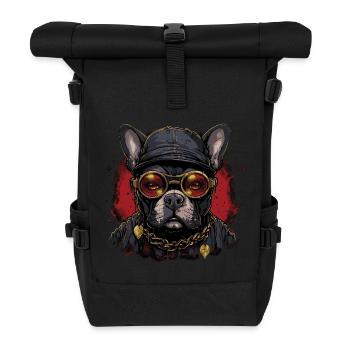 Bouledogue français avec lunettes de soleil - Sac à dos roll top - noir - Devant