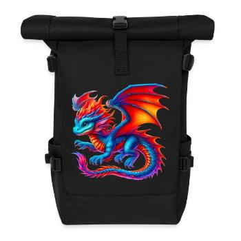 Drache - Rolltop Rucksack - Schwarz - Vorne