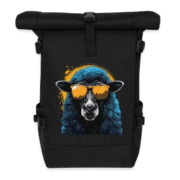 Cooles Schaf mit Sonnenbrille - Rolltop Rucksack - Schwarz - Vorne
