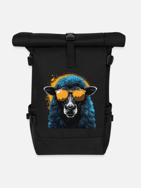 Cooles Schaf mit Sonnenbrille - Rolltop Rucksack - Schwarz