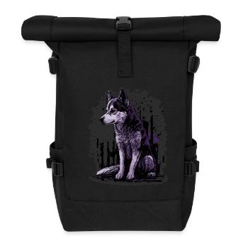 Husky Hund - Rolltop Rucksack - Schwarz - Vorne