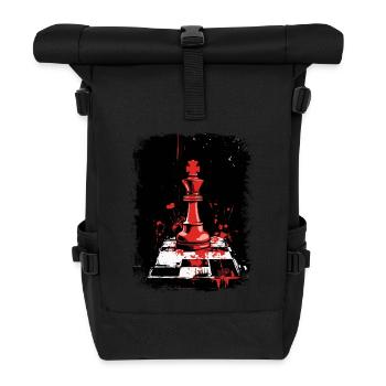 Schachfigur König - Rolltop Rucksack - Schwarz - Vorne