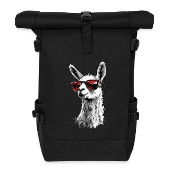 Funny Llama Alpaca - Roll Top Backpack - black - Front