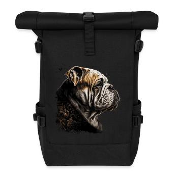 English Bulldog Art - Roll Top Backpack - black - Front