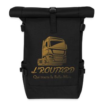 logo L'routard qui tracte la belle-mère - Sac à dos roll top - noir - Devant