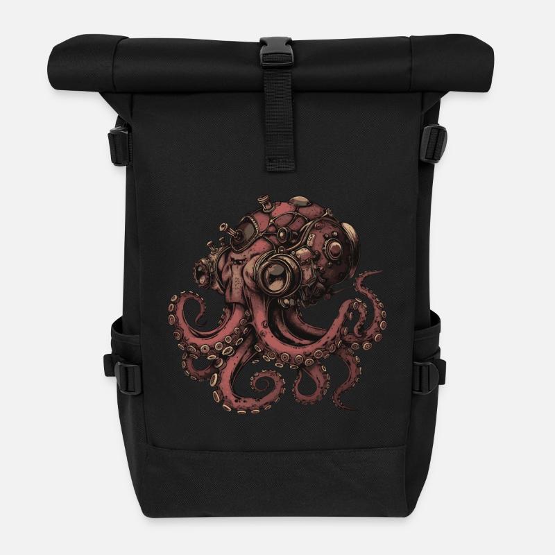 Steampunk Kraken - Sac à dos roll top - noir