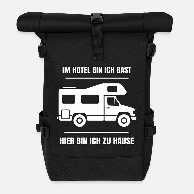 Cooler Dauercamper Spruch Wohnmobil Zuhause - Rolltop Rucksack - Schwarz