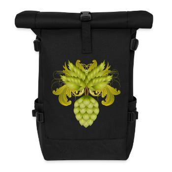 Grünes Hopfen Ornament – Motiv für Bierliebhaber - Rolltop Rucksack - Schwarz - Vorne