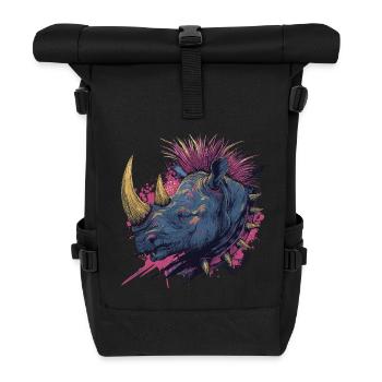 Fantasy Punkrock Rhino - Roll Top Backpack - black - Front