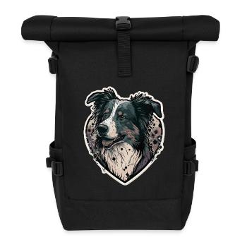 Border Collie Dog - Roll Top Backpack - black - Front
