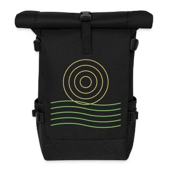 Abstract Sun Icon and Lines - Roll Top Backpack - black - Front