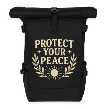Protect Your Peace Inspirational Design - Roll Top Backpack - black - Front