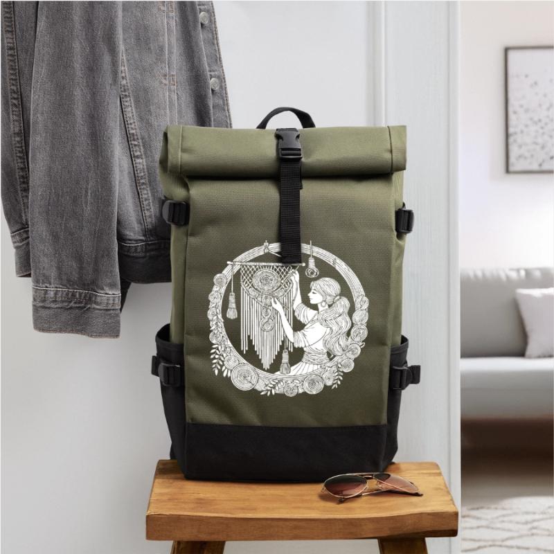 Macrame Design – Creativity & Boho Style Roll Top Backpack