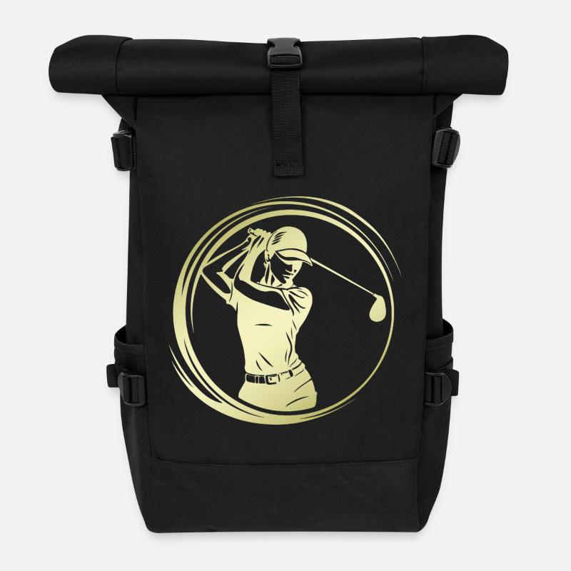 Golfer Silhouette - Rolltop Rucksack - Schwarz