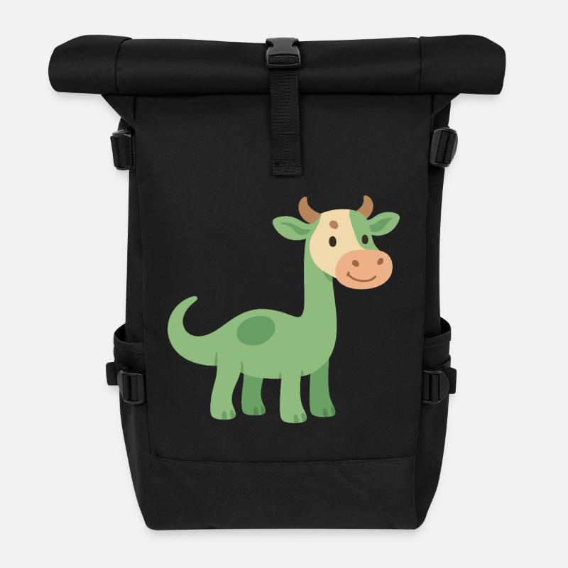 Dinosaur with cowhide head - Roll Top Backpack - black