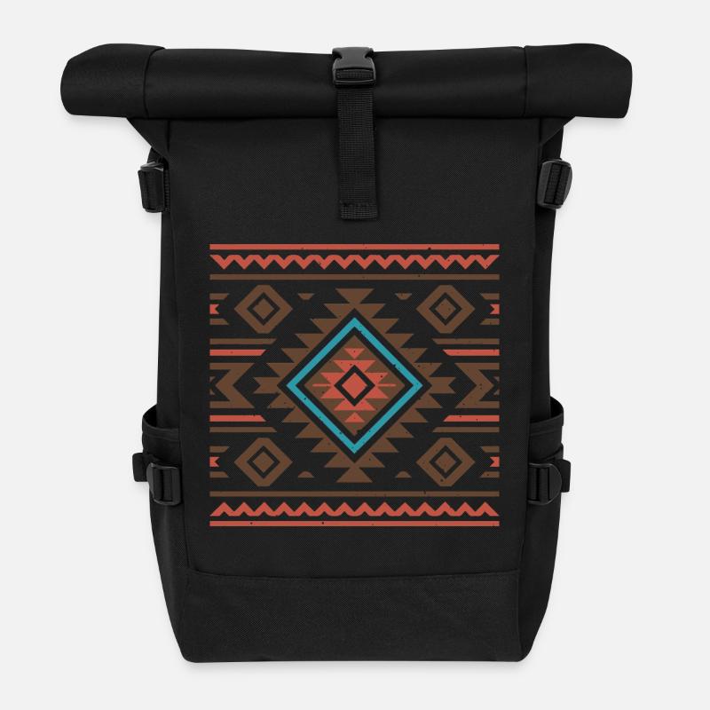 Native American Art - Roll Top Backpack - black