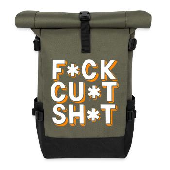 Swear Words Censored Text - Roll Top Backpack - olive/black - Front