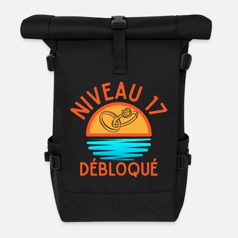Level 17 Freigeschaltet, eine kreative und freudvolle Ergänzung - Rolltop Rucksack - Schwarz