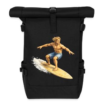 Surfer auf Welle im Sommer - Rolltop Rucksack - Schwarz - Vorne