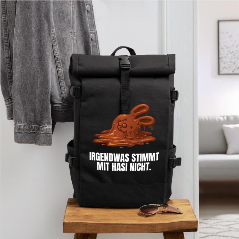 Something's wrong with bunny Easter Roll Top Backpack