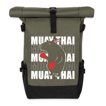 Boxe thaïlandaise kickboxer kickboxing Muay thaï - Sac à dos roll top - olive/noir - Devant