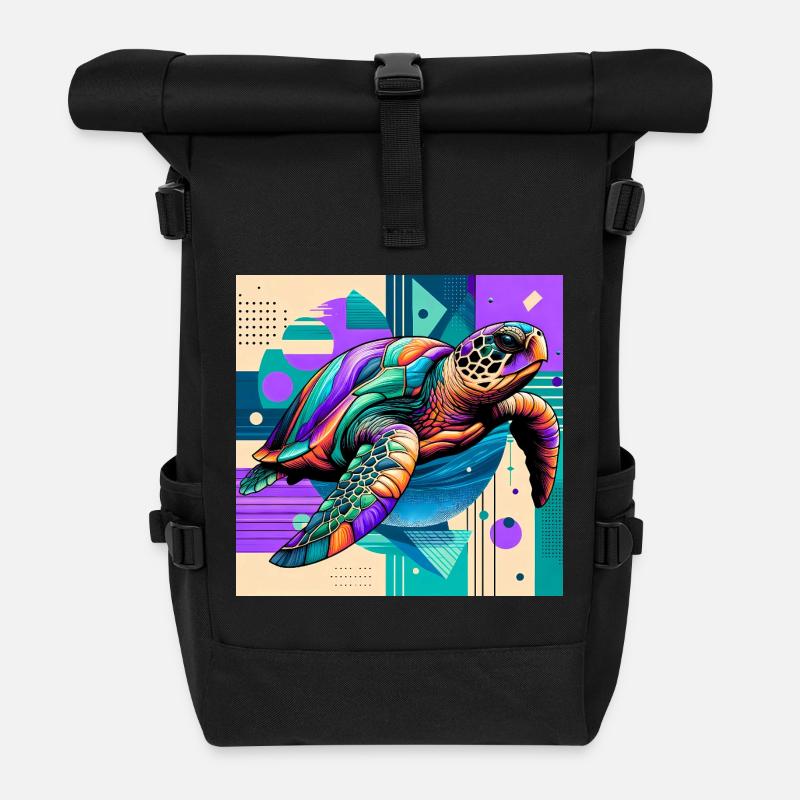 turtle - Roll Top Backpack - black
