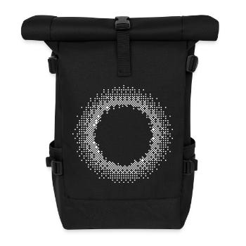 pixellated circle design T-Shirt - Roll Top Backpack - black - Front