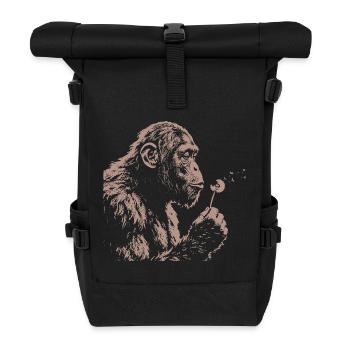  Chimpanzee Blowing Dandelion Art Monkey Nature - Rolltop Rucksack - Schwarz - Vorne