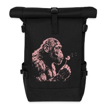  Chimpanzee Blowing Dandelion Art Monkey Nature - Rolltop Rucksack - Schwarz - Vorne