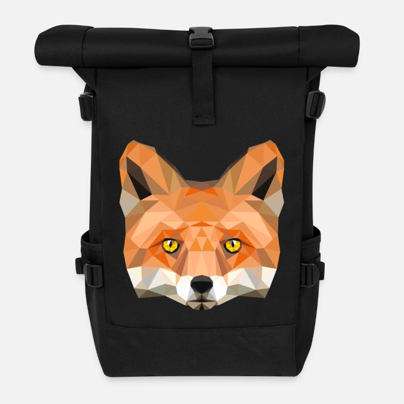 Fuchs Kopf Poly Füchsin fox Illustration low poly - Rolltop Rucksack - Schwarz