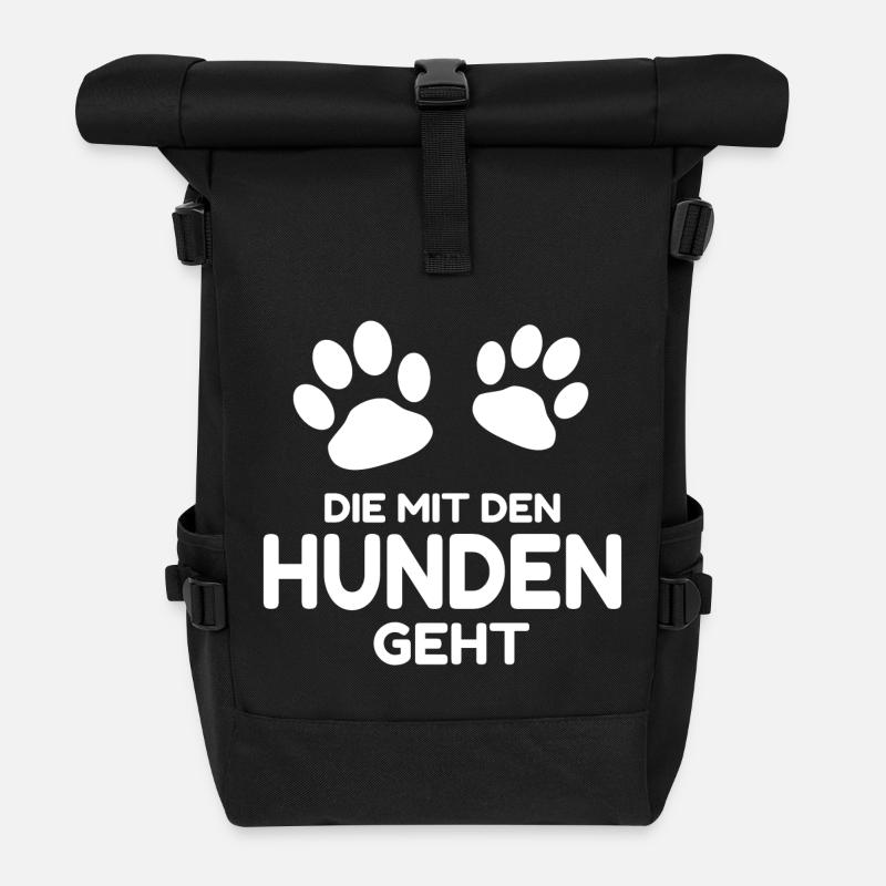 Die mit den Hunden geht - Rolltop Rucksack - Schwarz
