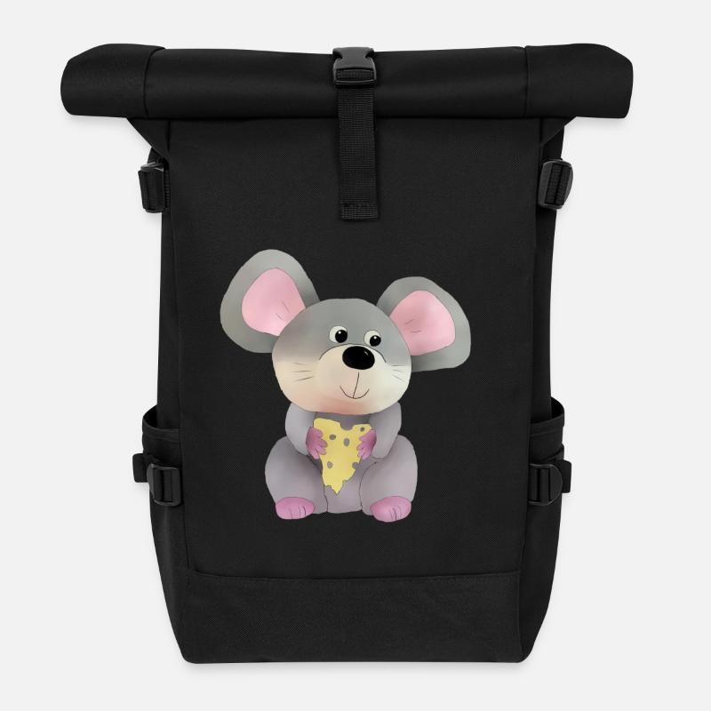 Maus mit Käse - Rolltop Rucksack - Schwarz