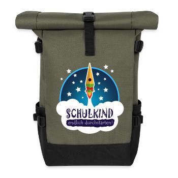 Zuckertüte Rakete - Rolltop Rucksack - Olive/Schwarz - Vorne