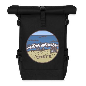 Kreta - Griechenland Illustration - Rolltop Rucksack - Schwarz - Vorne
