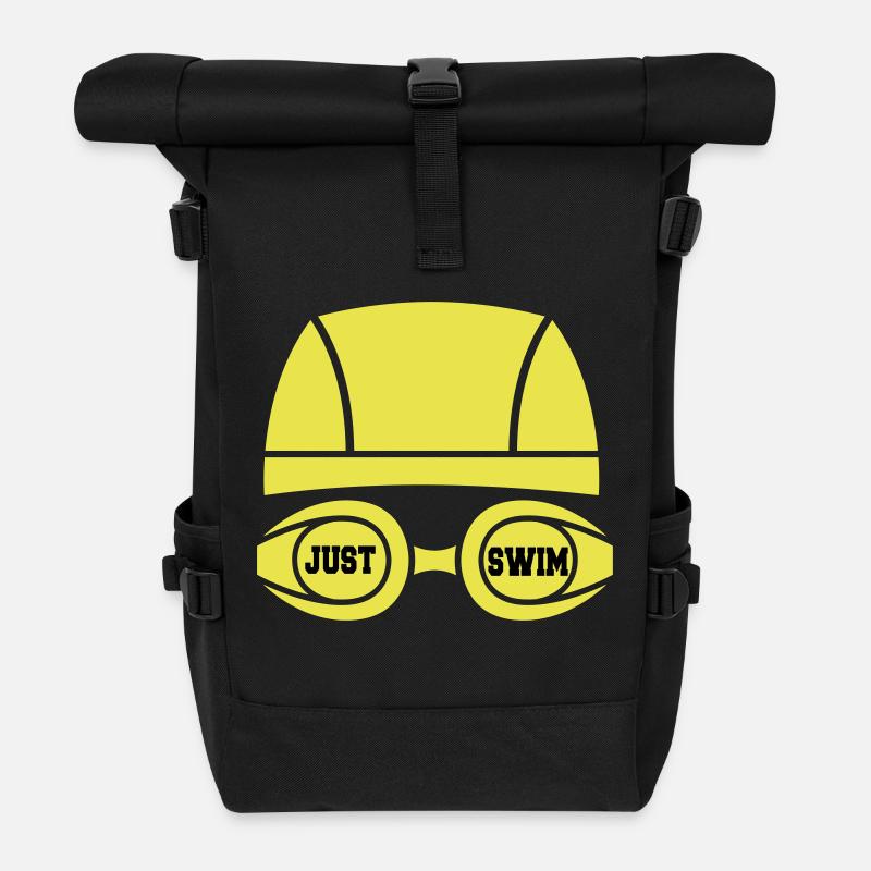 Just swim - Roll Top Backpack - black